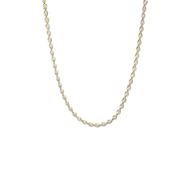 Multi Shape CZ Bezel Tennis Necklace