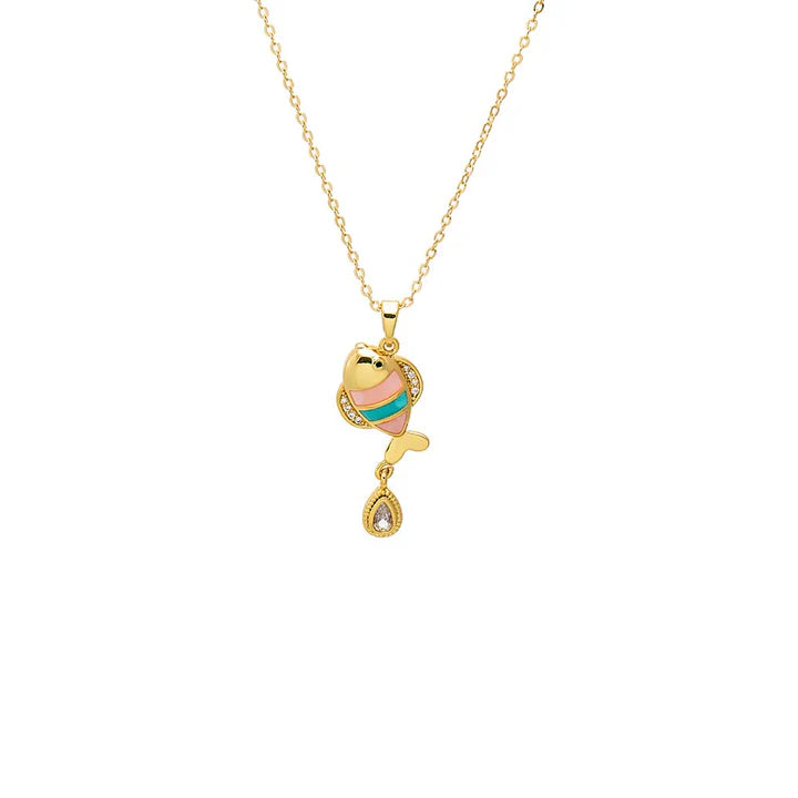 Colorful Enamel Fish Pendant Necklace