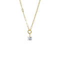 CZ Emerald Charm & Paperclip Clicker Toggle Link Necklace