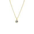 CZ Pear Bezel Pendant Ball Chain Necklace