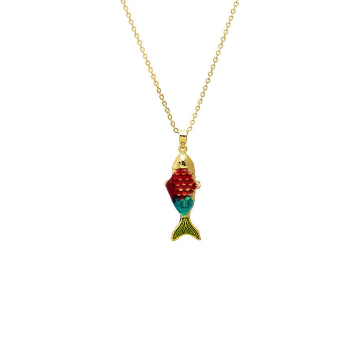Multi Color Scales Fish Pendant Necklace