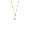 CZ Pear Charm & Paperclip Clicker Toggle Link Necklace