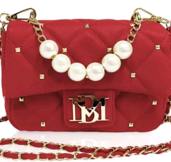 Badgley Mischka Quilted Studded & Pearl Handbag
